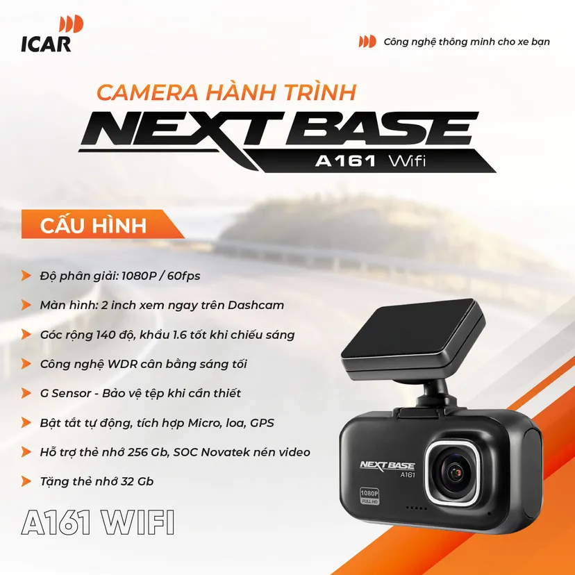 Hình ảnh xe Camera hành trình ICAR Nexbase A161wifi