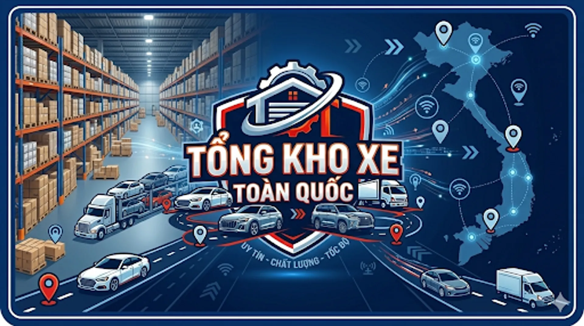 Banner cửa hàng Tổng kho xe toàn quốc