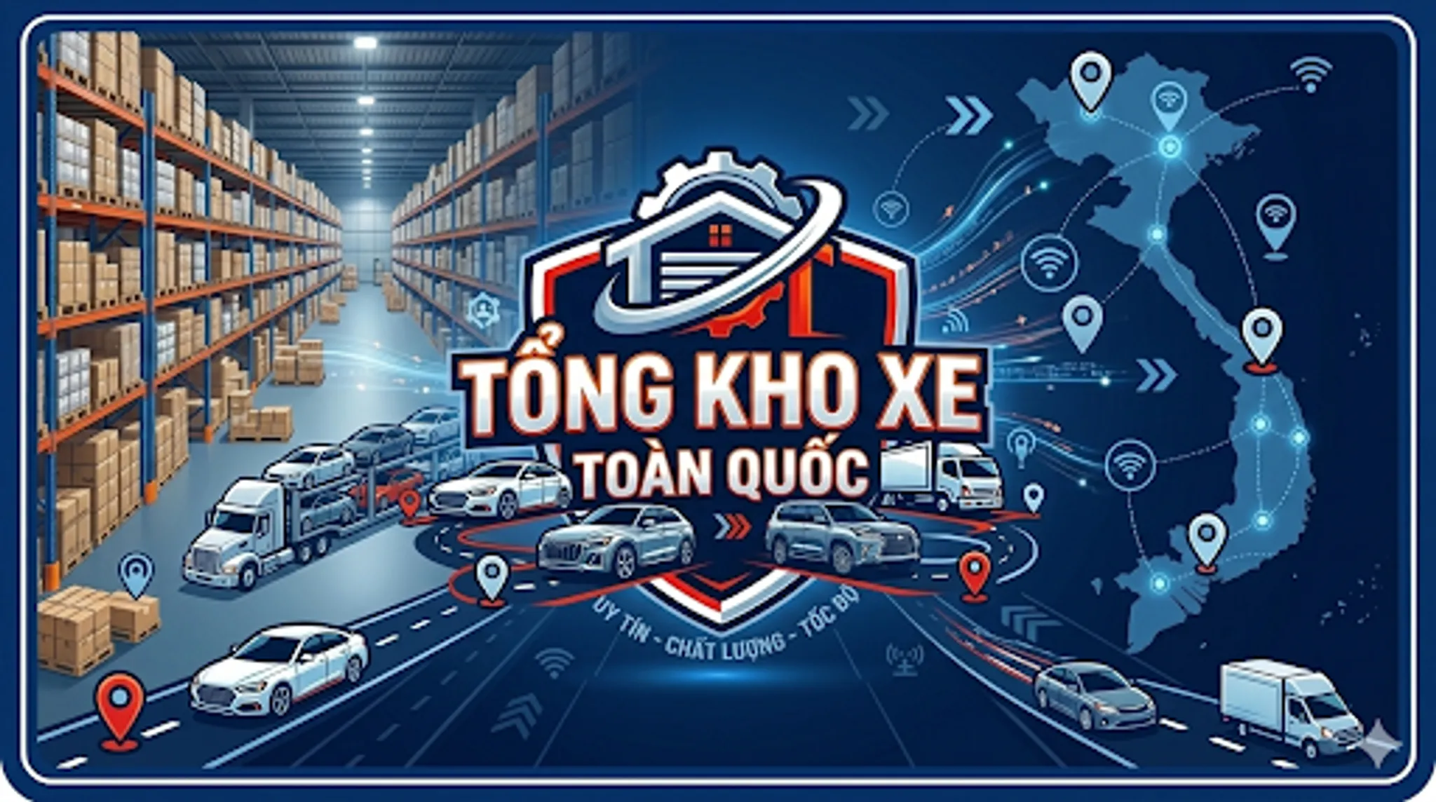 Banner cửa hàng Tổng kho xe toàn quốc